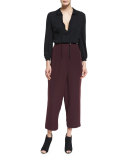 Cropped Overlap Pants, Port