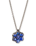 18K Black Gold & Blue Sapphire Floral Pendant Necklace
