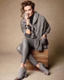 Mink Fur Knit Wrap w/Pockets