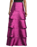 Tiered Silk Organza Ball Skirt, Pink Topaz