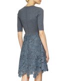 Half-Sleeve Floral-Lace Combo Dress