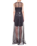 Strapless-Illusion Sequin Chiffon Gown
