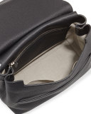 Sideby Pebbled Calfskin Crossbody Bag, Black