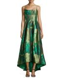 SLVLSS BTNCK FLRL BALL GOWN