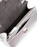 Small Leather Tube Wallet-on-a-Chain, Silver