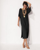 Keyhole-Front Long Dolman Dress, Petite