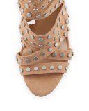 Galia Studded Strappy Sandal, Nude/Silver