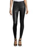 Palladium Lamb Leather Leggings, Black