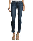 Verdugo Ankle Skinny Jeans with Undone Hem, Sandy