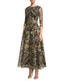 Embroidered Voluminous Midi Skirt 