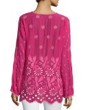 Jen Long-Sleeve Embroidered Blouse