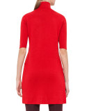 Half-Sleeve Half-Zip Tunic Sweater, Pomegranate/Miracle