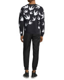 Bird-Print Crew-Neck Sweatshirt