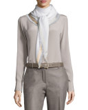 Quadrata Soffio Cashmere & Silk Scarf, White