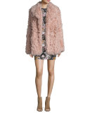 Stone Shearling Jacket, Dusty Pink