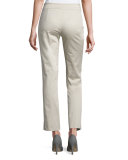 Stretch-Cotton Ankle Pants, Beige