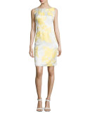 3/4-Sleeve Jacquard Jacket with Sheath Dress