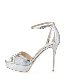 Laurita Metallic Glitter 115mm Sandal, Silver
