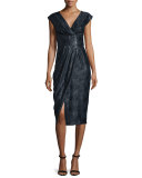 Cap-Sleeve Modified Wrap Dress