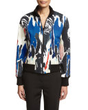 Abstract Ponte Bomber Jacket, Black/Multicolor