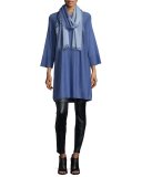 3/4-Sleeve Organic Cotton Tunic, Periwinkle