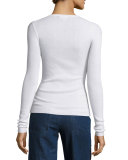 Long-Sleeve Cashmere Sweater, White