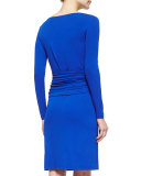 Drop-Waist Croc-Embossed Belted Dress