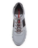 Reflective Textile & Leather Trainer Sneaker, Silver/Black