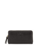 Thea Leather Multi-Gusset Zip Wallet, Black