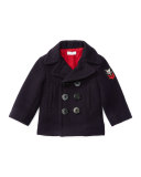 Melton Double-Breasted Naval Peacoat, Blue, Size 9-24 Months