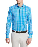 Plaid Sport Shirt, Capri Blue