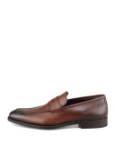 Brogue Detailed Penny Loafer, Brown