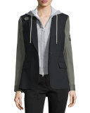 Colorblock Wool-Blend Jacket, Black/Army