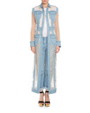 Roll-Cuff Boyfriend Moto Jeans, Light Blue