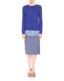 Tubino Seersucker Pencil Skirt, Provence Blue