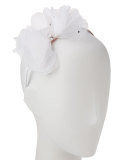 Organza Bow Rhinestone Headband, White