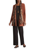 Long-Sleeve Slim-Jersey Tee, Chocolate, Petite