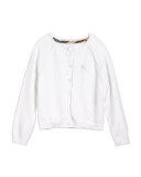 Valentine Long-Sleeve Raglan Cardigan, White, Size 4Y-14Y