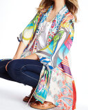 Mix-Print Kimono Jacket