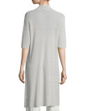 Ribbed Knee-Length Cardigan