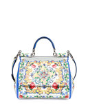 Miss Sicily Medium Leather St. Maioliche Tile Satchel Bag, Multicolor