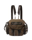 Mini Marti Nylon Backpack, Military Green/Nickel