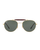 RB3540 Highstreet Aviator Sunglasses, Gold/Green