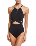 Island Goddess High-Neck Cutout One-Piece Swimsuit