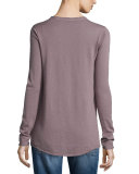 V-Neck Raw-Edge Cashmere Tee, Incense