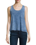 Camden Slub Jersey Tank, Indigo Bleach Out