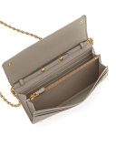 Saffiano Leather Wallet-on-Chain, Light Gray (Pomice)