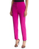 Slim-Leg Cuffed Pants, Fuchsia
