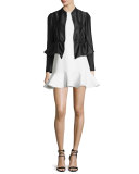 Sleeveless Flounce-Hem Dress, Ivory