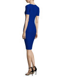 Newport Pickstitch Short-Sleeve Dress, Indigo/Bianco